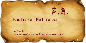 Paulnics Melissza névjegykártya